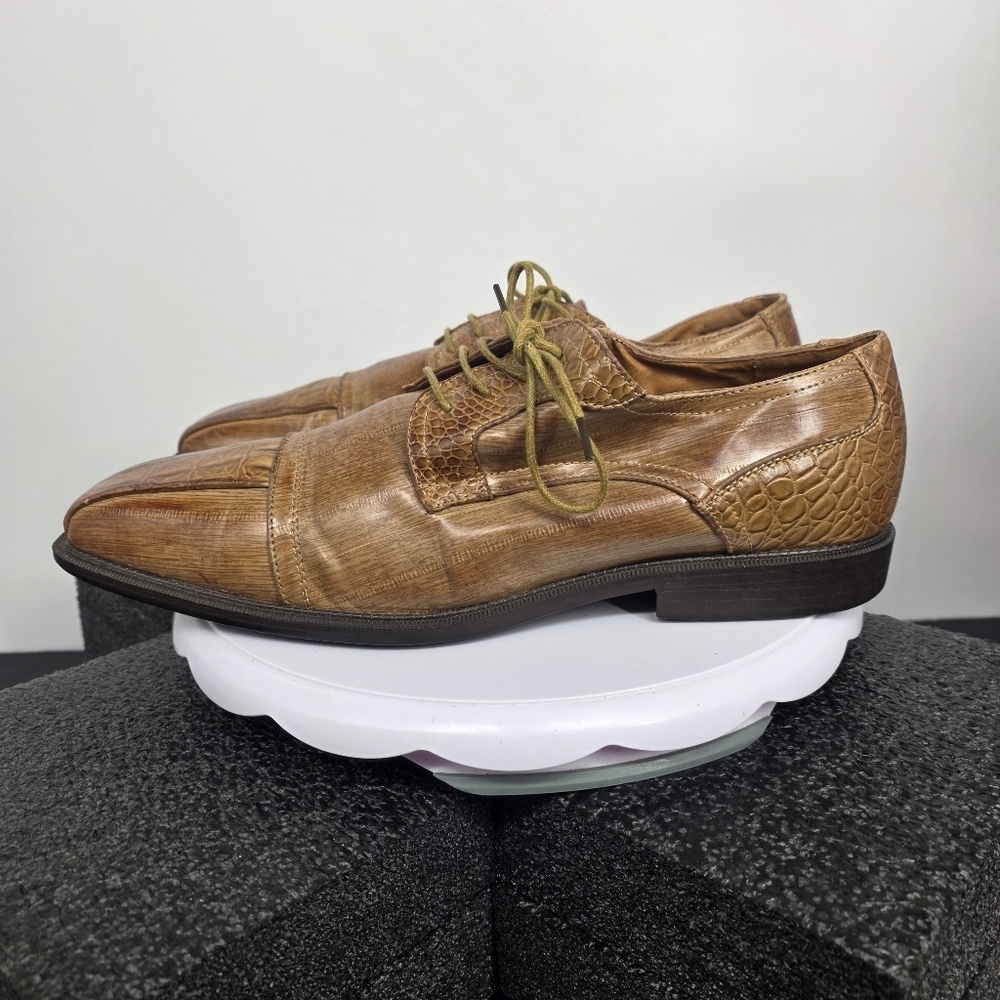 Lucio Ricci Tan Faux Crocodile Cap Toe Oxfords Men's 13 D Shoes